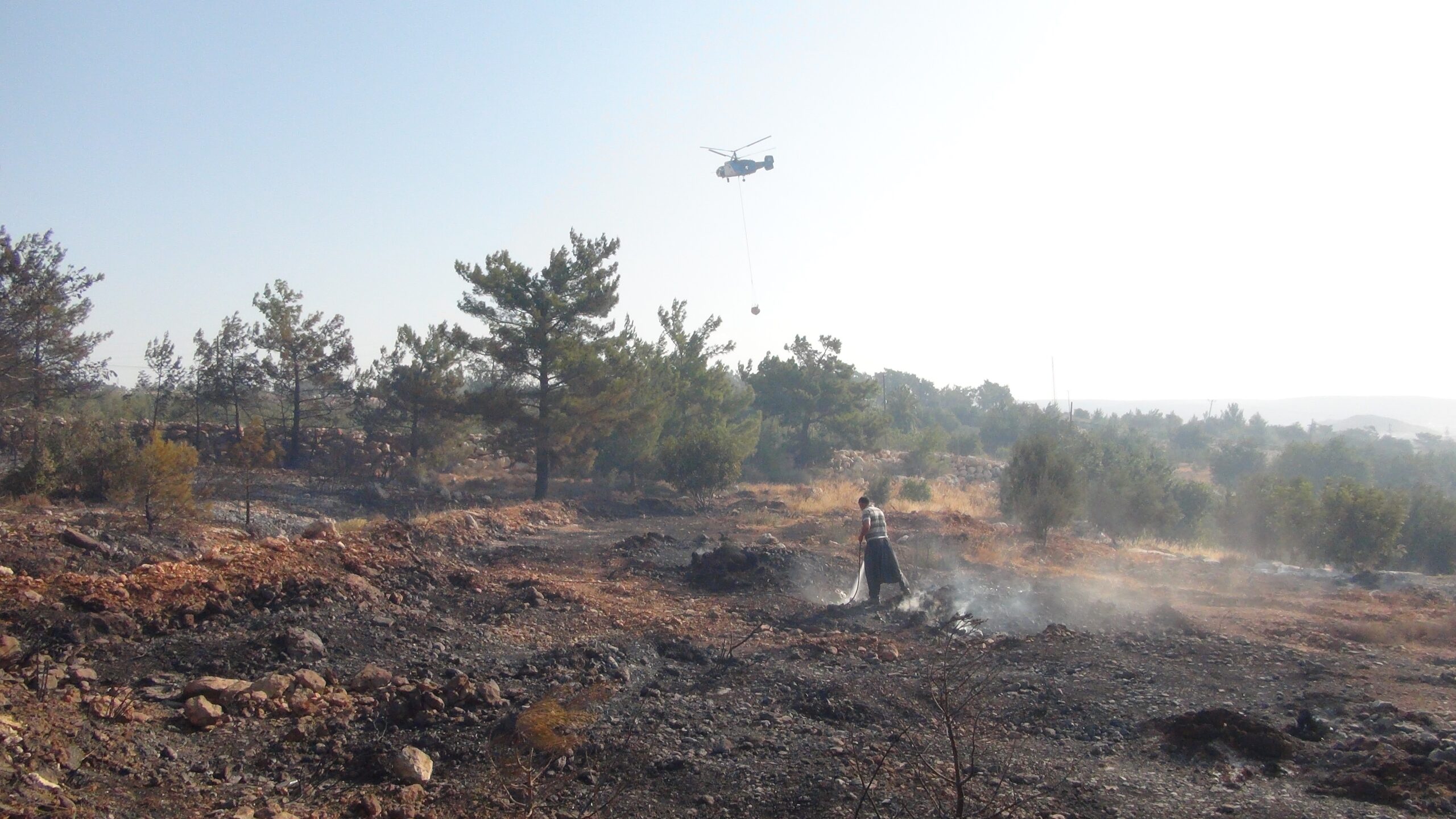 MERSİN’DEKİ ORMAN YANGININA 3 HELİKOPTER VE ARAZÖZLERLE MÜDAHALE EDİLİYOR