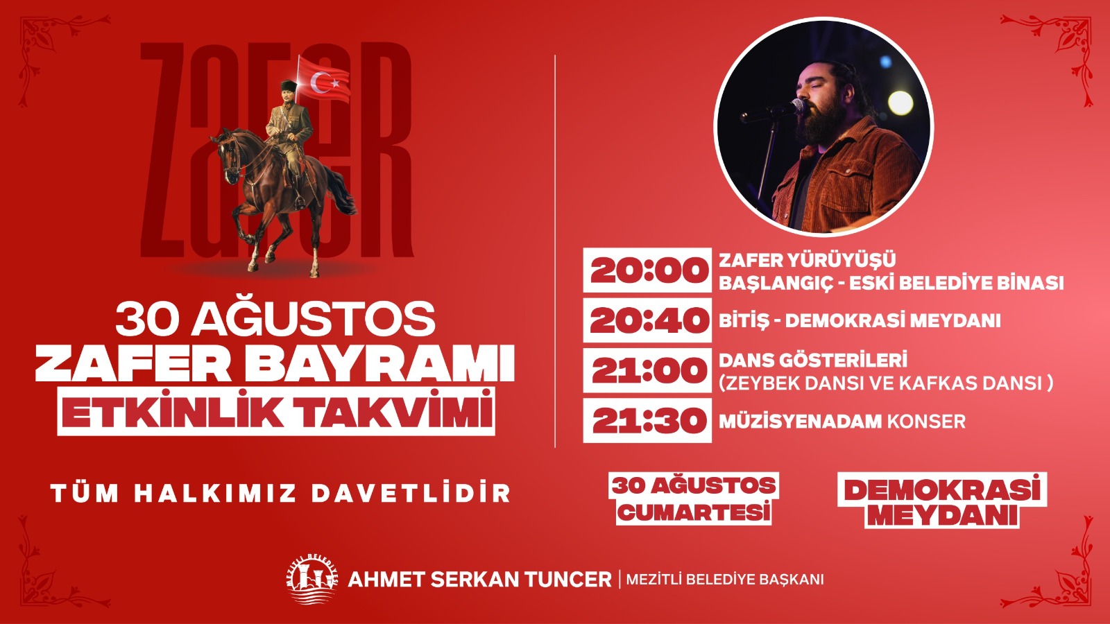 MEZİTLİ BELEDİYESİ, 30 AĞUSTOS ZAFER BAYRAMI’NIN 103. YIL DÖNÜMÜNÜ COŞKUYLA KUTLAYACAK