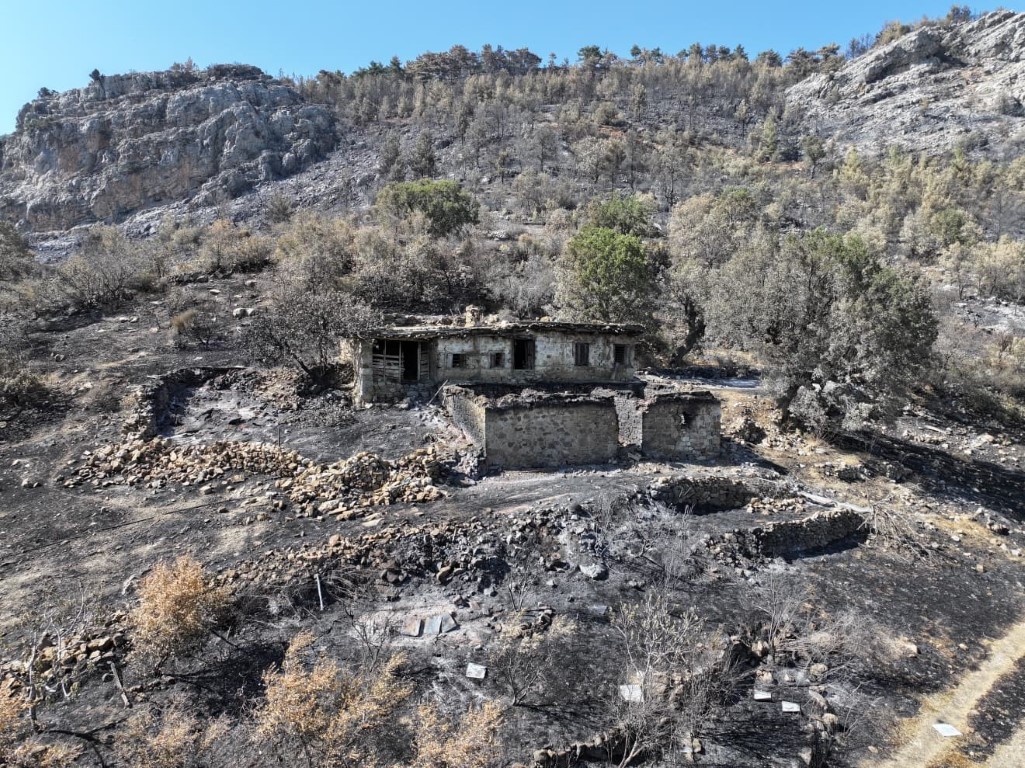 SİLİFKE’DE ORMAN YANGINI SONRASI ACI MANZARA HAVADAN GÖRÜNTÜLENDİ