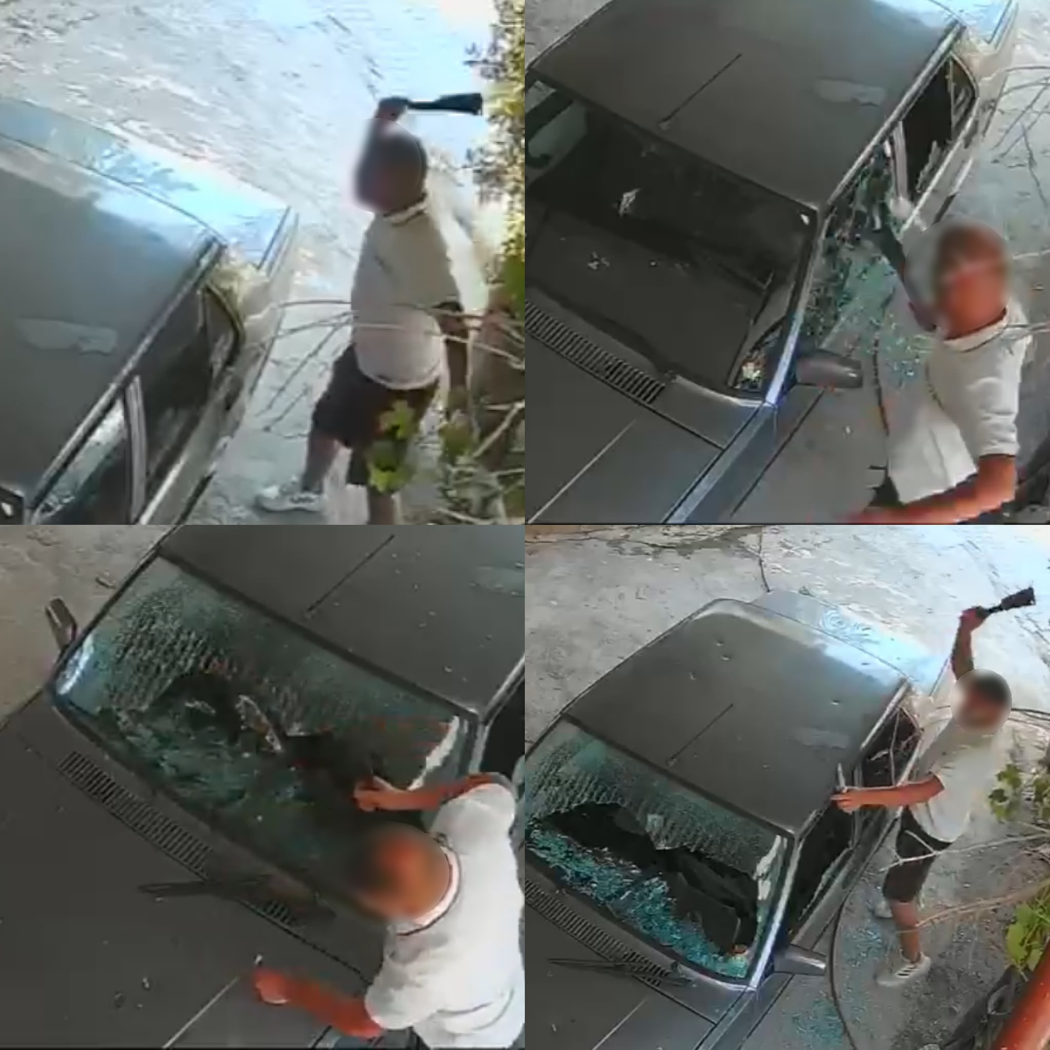 Kadına ait otomobile satır ve bıçakla zarar verdi: O anlar kamerada