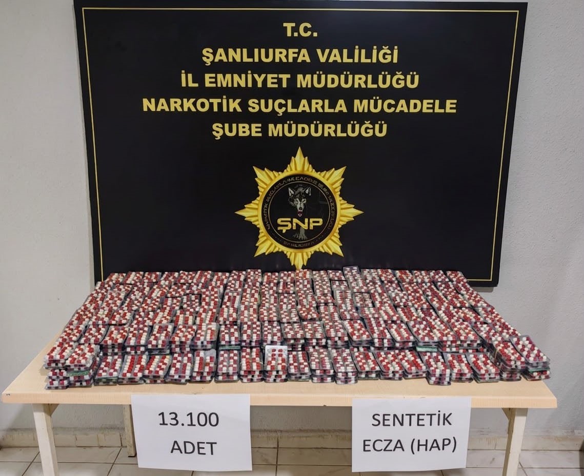 Şanlıurfa’da 13 bin uyuşturucu hap ele geçirildi